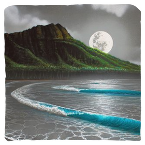 "Moonrise Waikiki" Throw Pillows