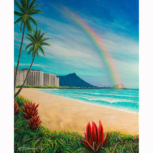"Essence Of Waikiki" Original Painting on 16" x 20" Canvas w/ diamond dust an epoxy finish