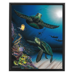 "Honu Reef" Framed Traditional Stretched Canvas