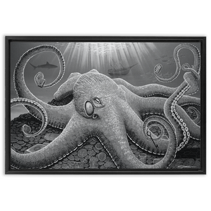 "No Man's Treasure Black and White" Framed Traditional Stretched Canvas