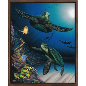 "Honu Reef" Framed Traditional Stretched Canvas