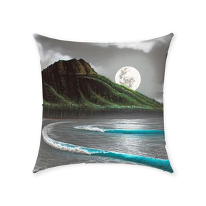 "Moonrise Waikiki" Throw Pillows