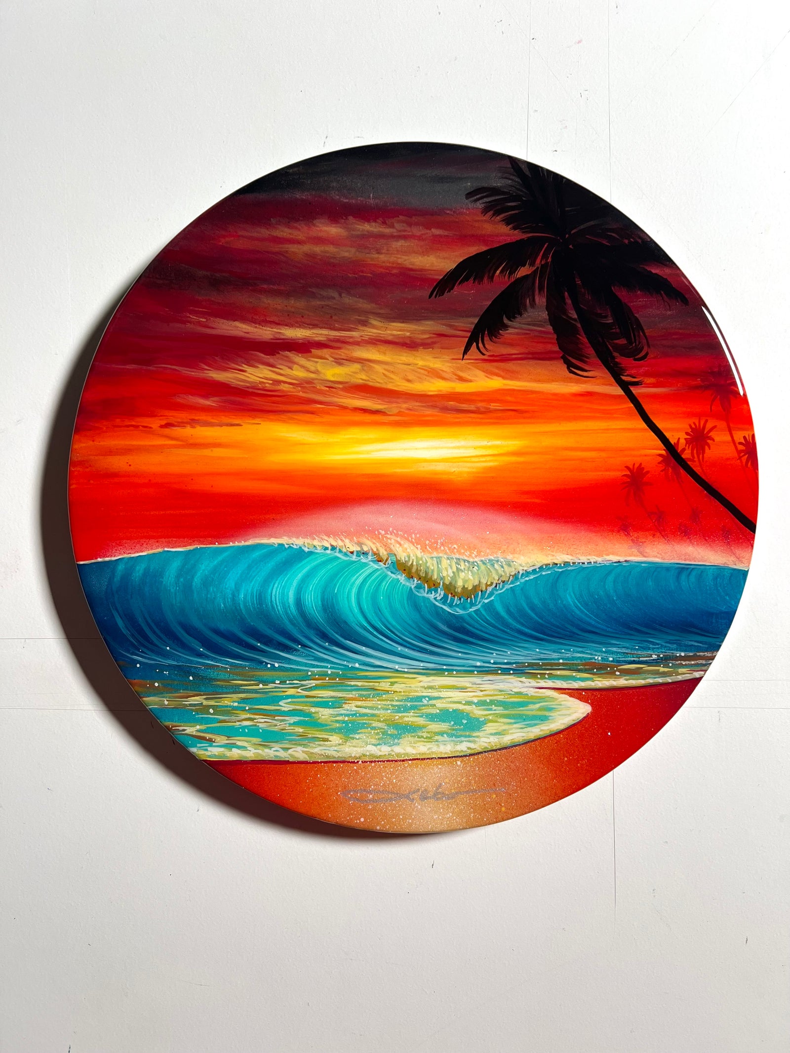 “Royal Sunset”  Original Painting on 12” round wood panel w/ epoxy finish
