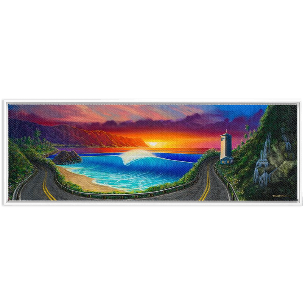 "Sunset At Waimea" Framed Traditional Stretched Canvas