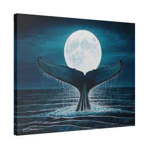 "Whale Moon" Stretched Canvas Print