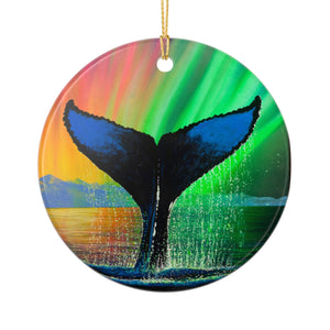 "Whale In The Lights" Ceramic Ornament