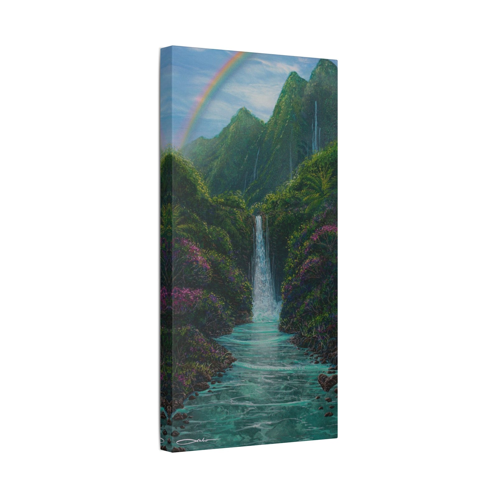 "Gaden Of Sacred Falls" Stretched Canvas Print