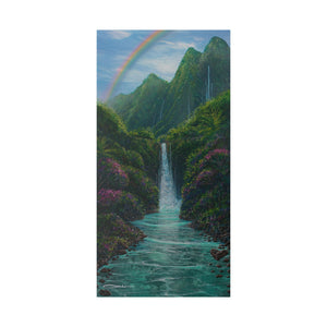 "Gaden Of Sacred Falls" Stretched Canvas Print