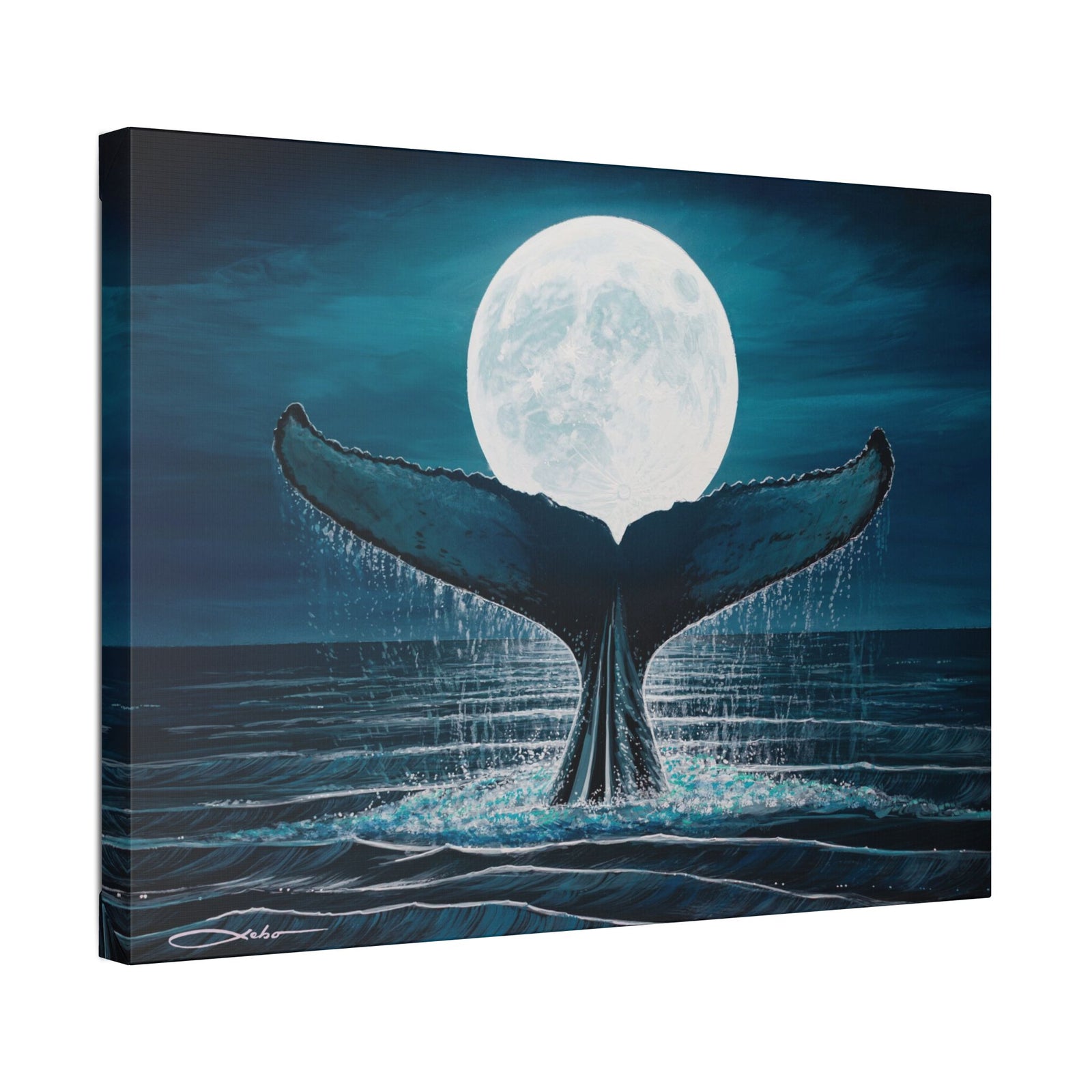 "Whale Moon" Stretched Canvas Print
