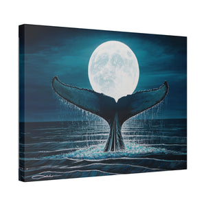 "Whale Moon" Stretched Canvas Print