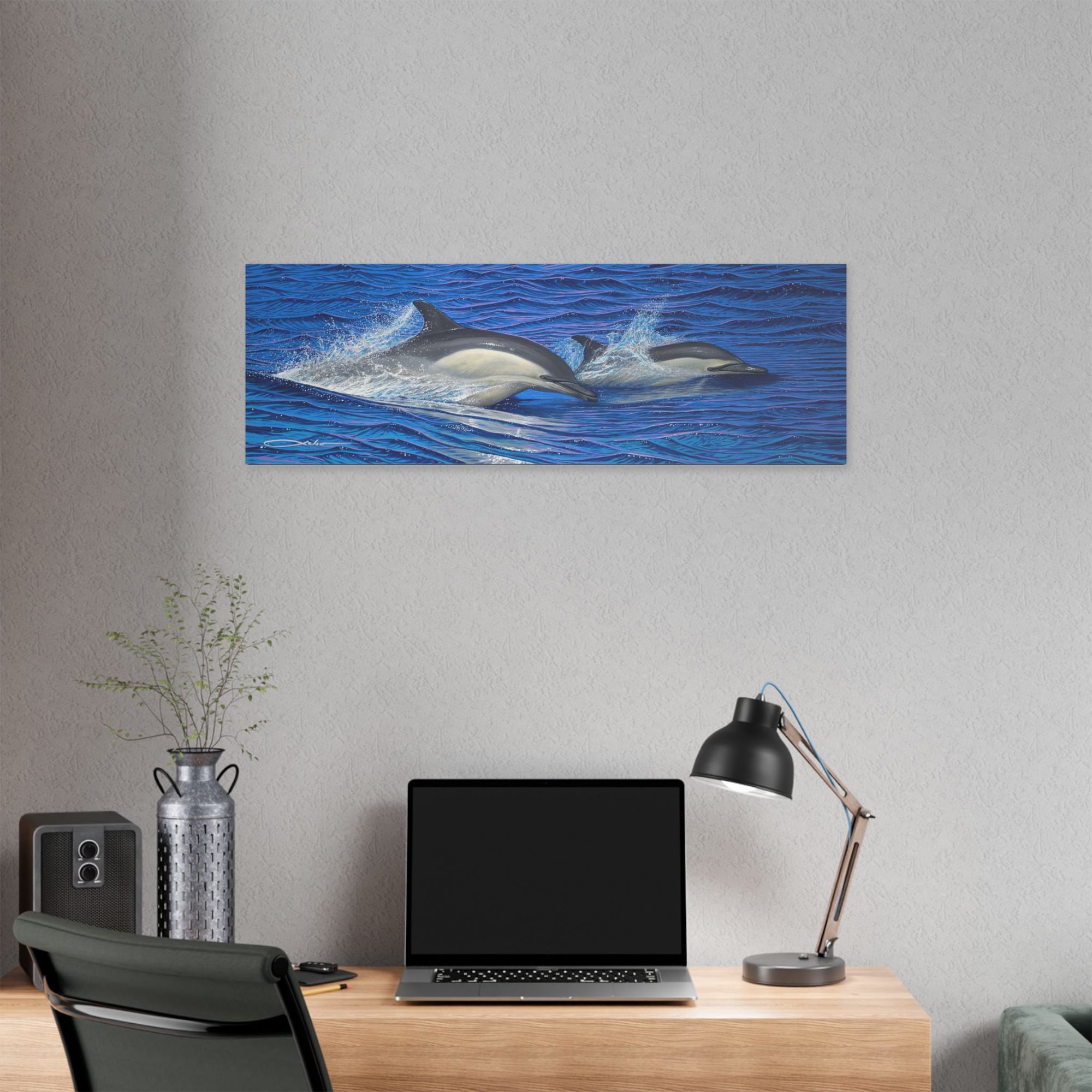 "Dolphin Blue" Stretched Canvas Print