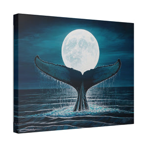 "Whale Moon" Stretched Canvas Print
