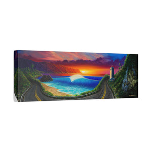 "Sunset At Waimea" Stretched Canvas Print
