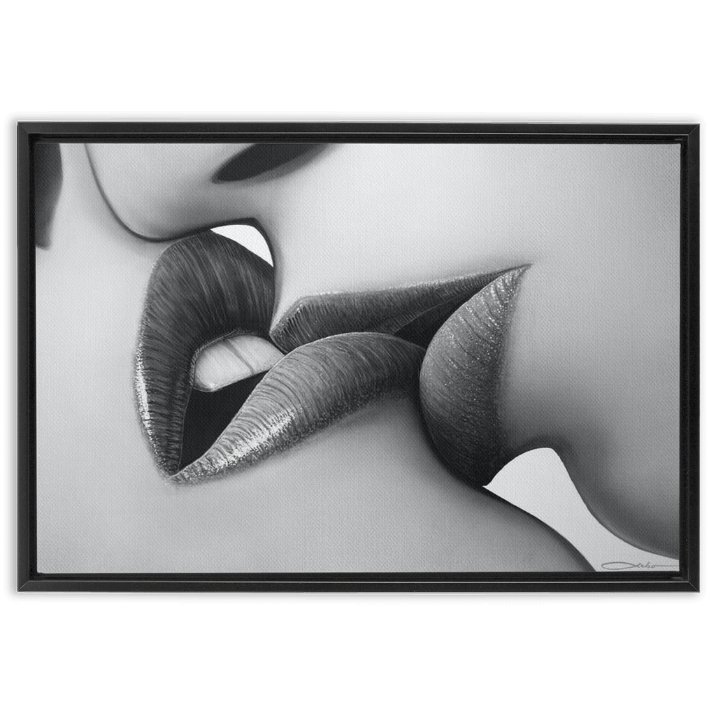 "The Kiss" Framed Traditional Stretched Canvas