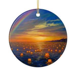 "Lanterns At Magic Island" Ceramic Ornament