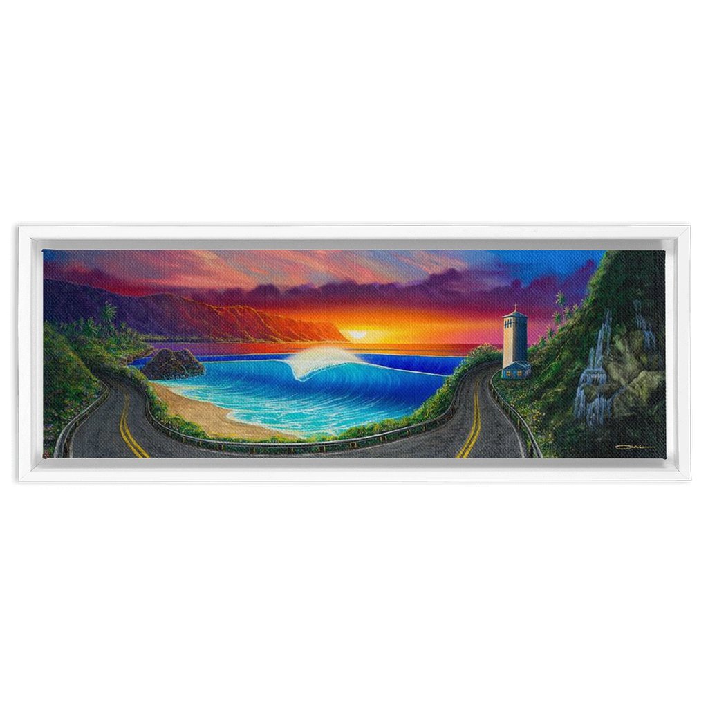 "Sunset At Waimea" Framed Traditional Stretched Canvas