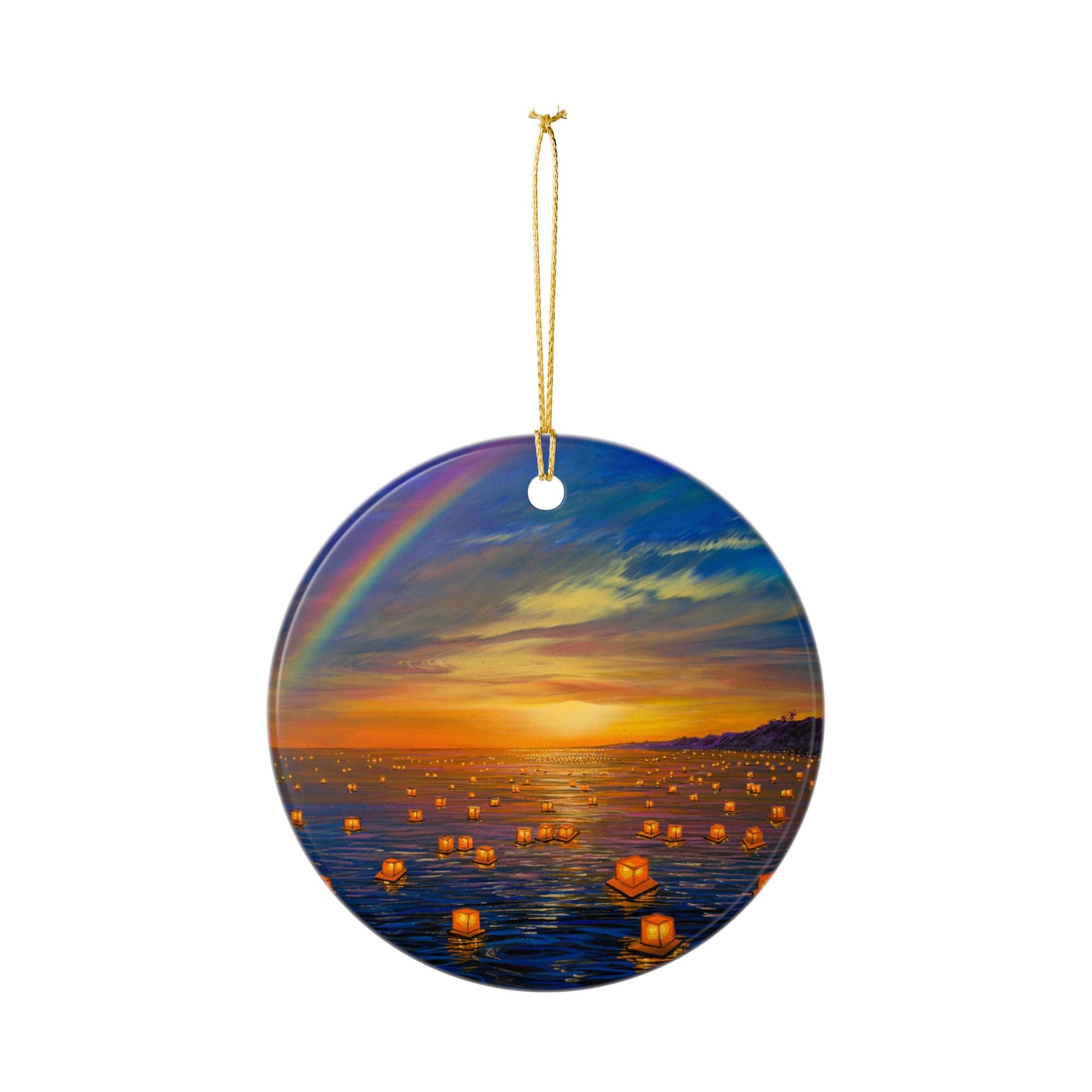 "Lanterns At Magic Island" Ceramic Ornament