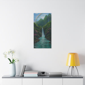 "Gaden Of Sacred Falls" Stretched Canvas Print