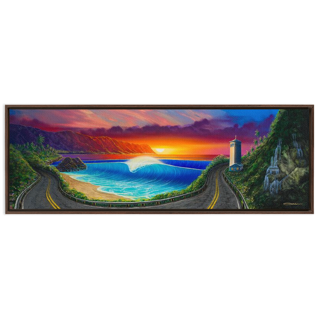 "Sunset At Waimea" Framed Traditional Stretched Canvas