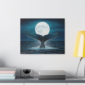 "Whale Moon" Stretched Canvas Print