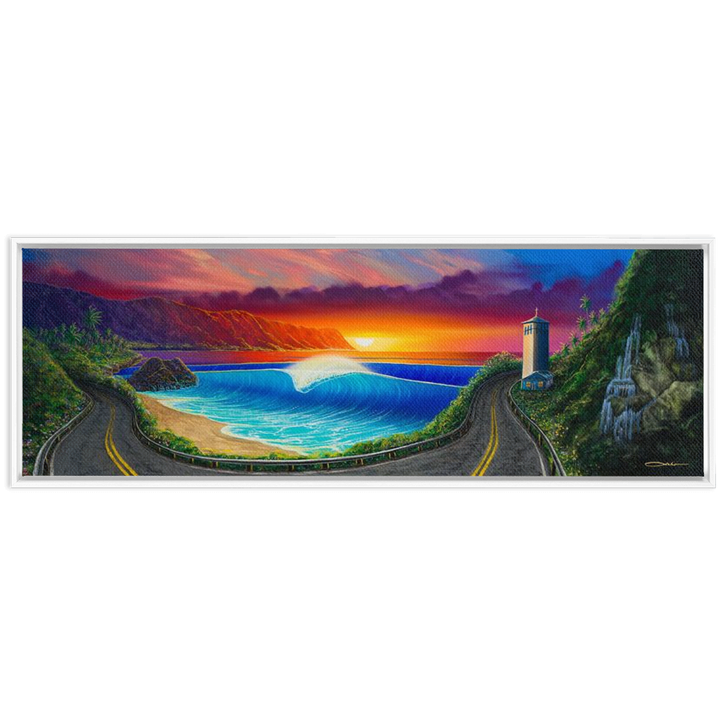 "Sunset At Waimea" Framed Traditional Stretched Canvas