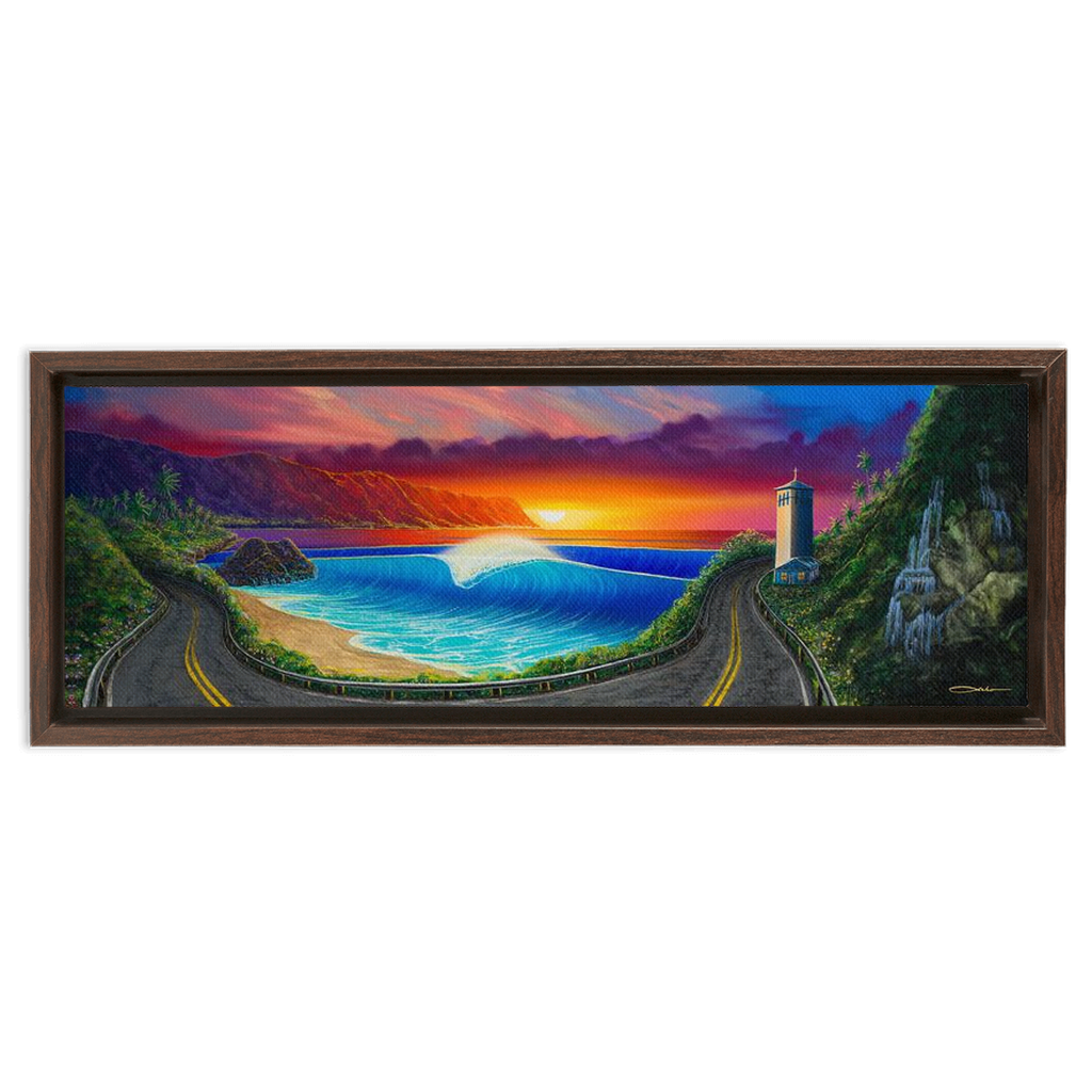 "Sunset At Waimea" Framed Traditional Stretched Canvas