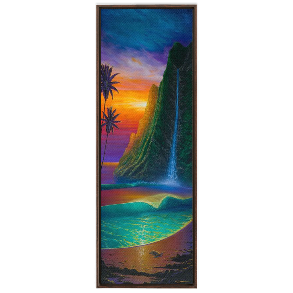 "Sunset At Mermaid Cove" Framed Traditional Stretched Canvas