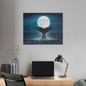 "Whale Moon" Stretched Canvas Print