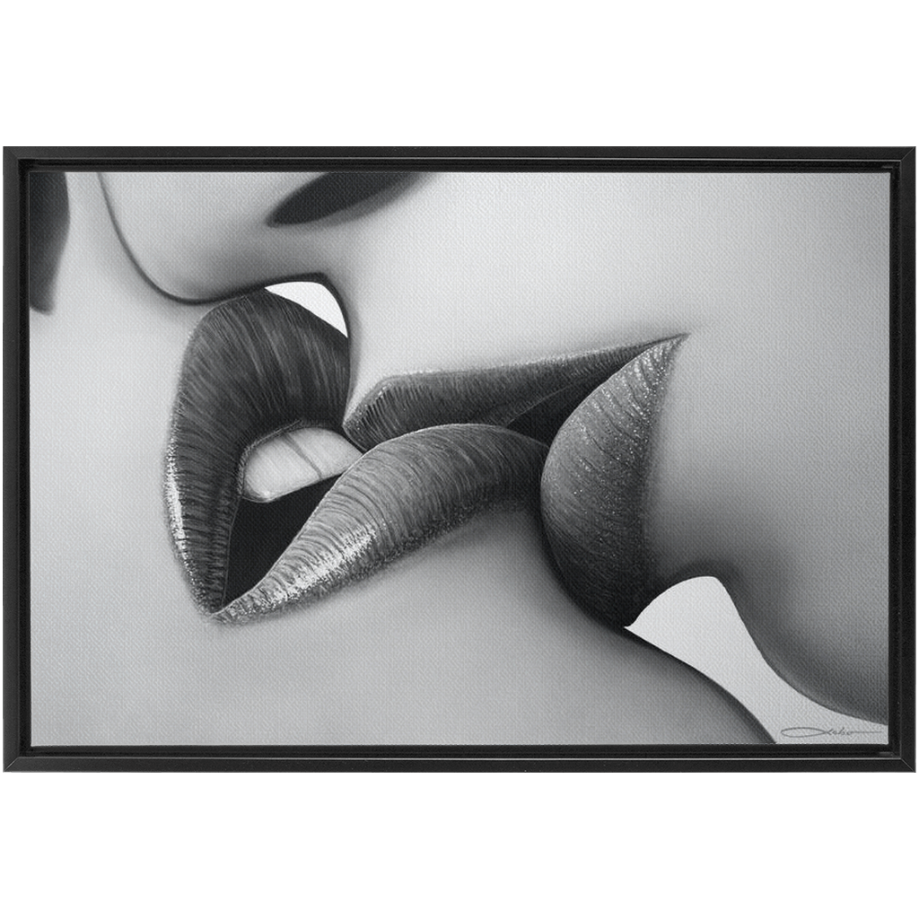 "The Kiss" Framed Traditional Stretched Canvas