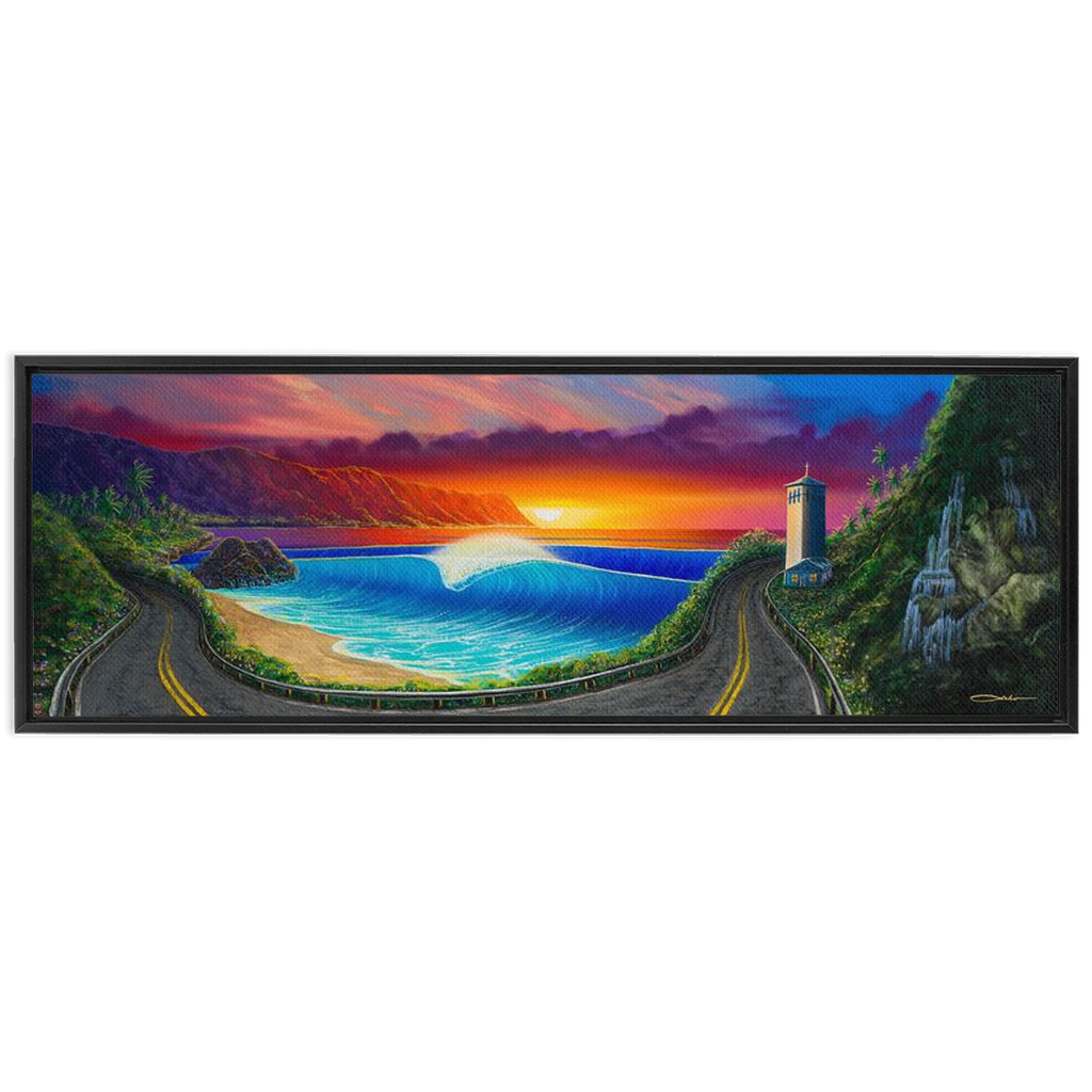 "Sunset At Waimea" Framed Traditional Stretched Canvas