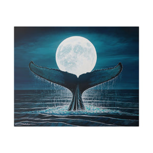 "Whale Moon" Stretched Canvas Print