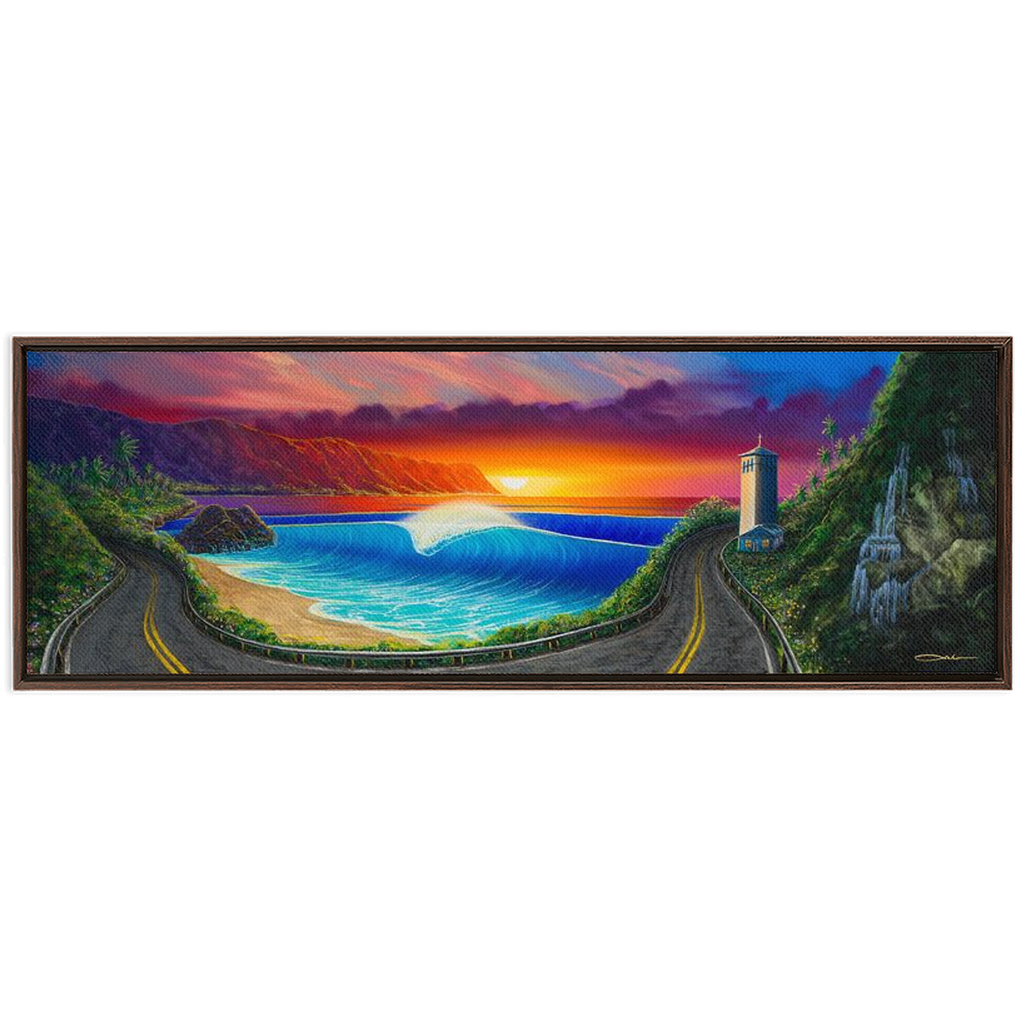 "Sunset At Waimea" Framed Traditional Stretched Canvas