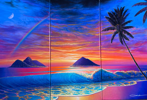 “Glow Of Lanikai”  Triptych  Original Painting 24” x 36” canvas