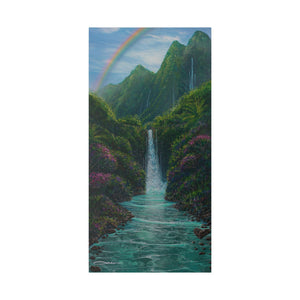 "Gaden Of Sacred Falls" Stretched Canvas Print
