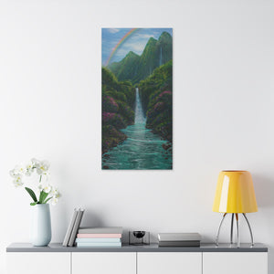 "Gaden Of Sacred Falls" Stretched Canvas Print
