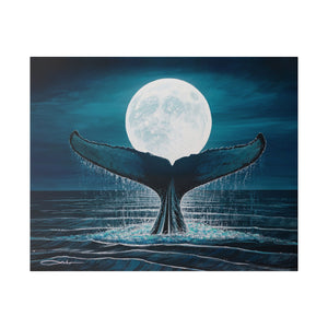 "Whale Moon" Stretched Canvas Print