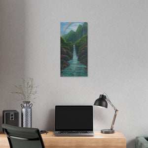 "Gaden Of Sacred Falls" Stretched Canvas Print