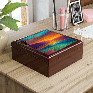 "Mokuleia Sunset" Jewelry Box — Tropical Beach Keepsake Box