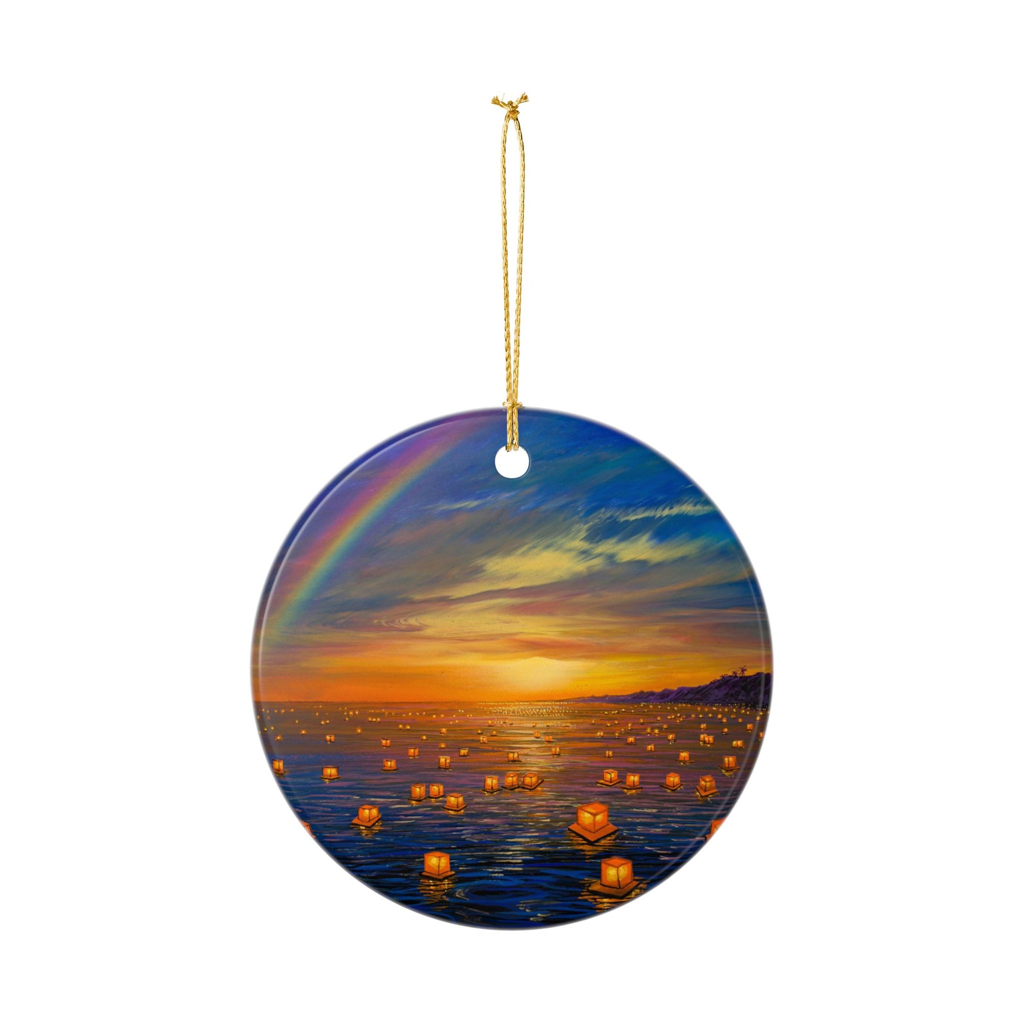 "Lanterns At Magic Island" Ceramic Ornament