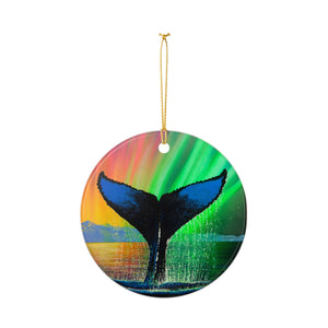 "Whale In The Lights" Ceramic Ornament