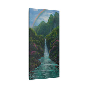 "Gaden Of Sacred Falls" Stretched Canvas Print