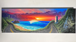 “ Sunset At Waimea" Original Painting on 12” x 36" Canvas