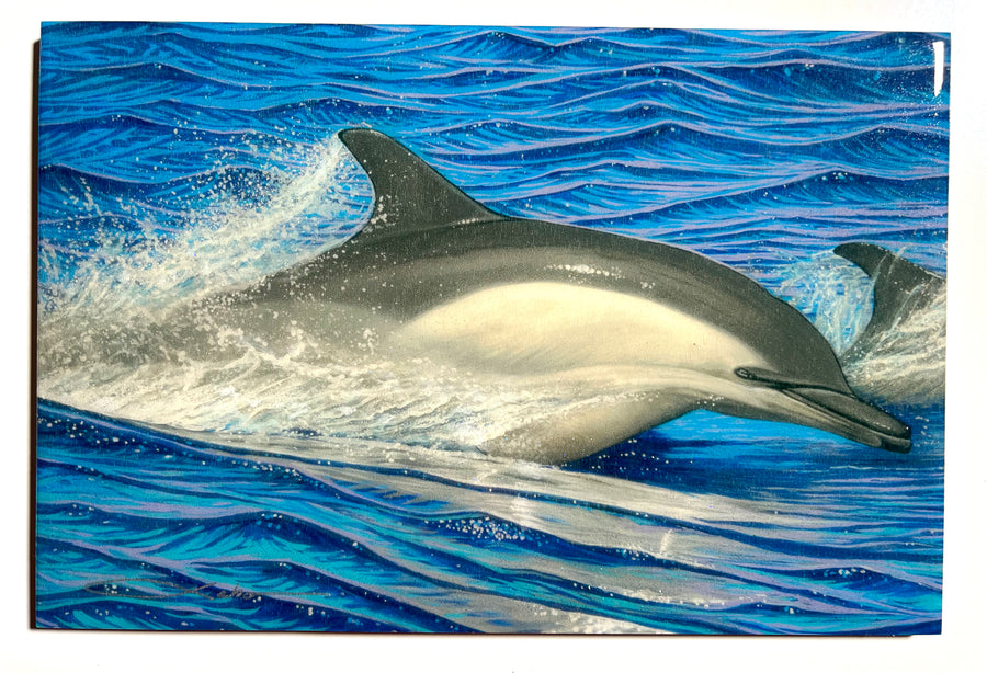 "Dolphin Blue" Wood Block Print