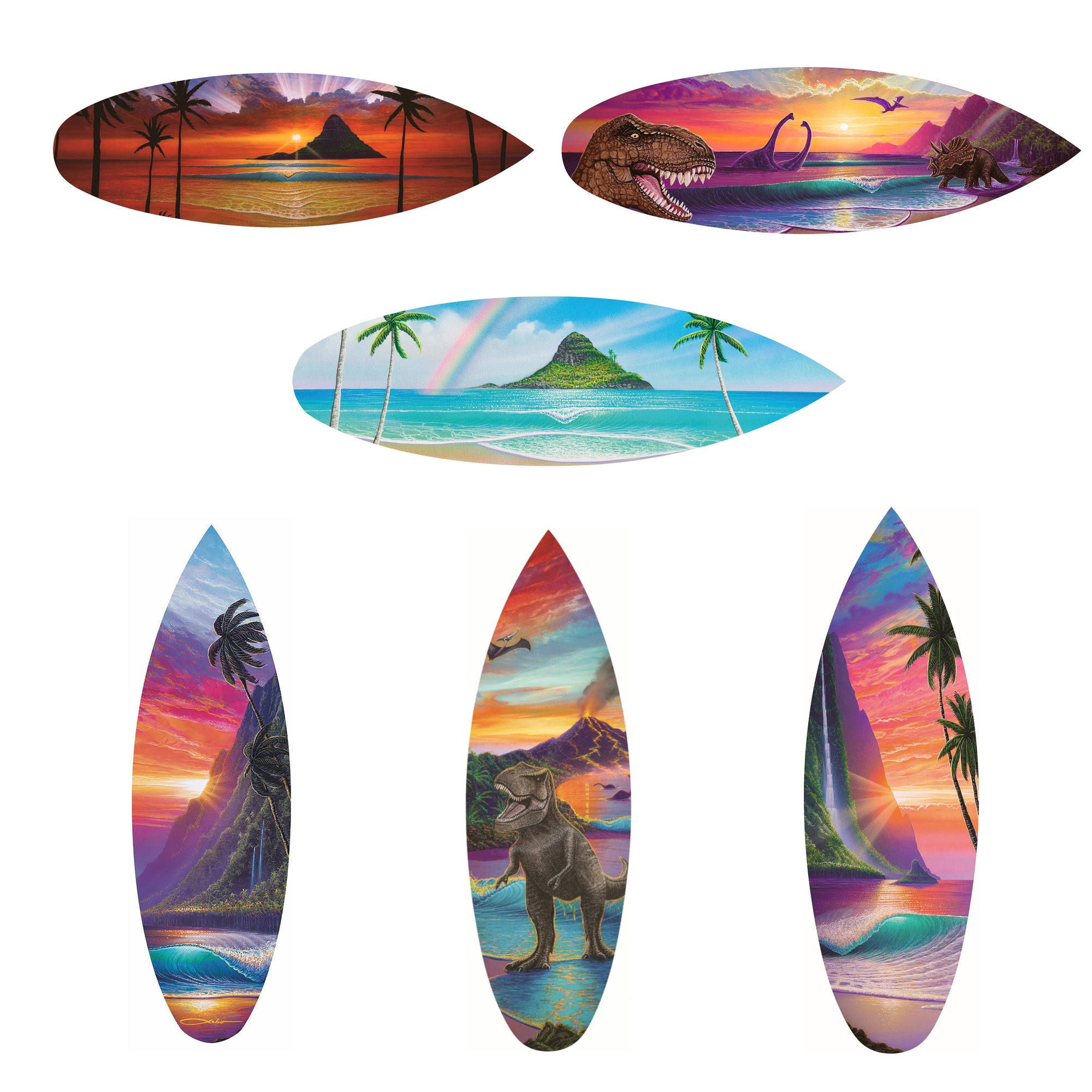 Kualoa Collection 15" Mini Surfboard Prints (Set of 6)