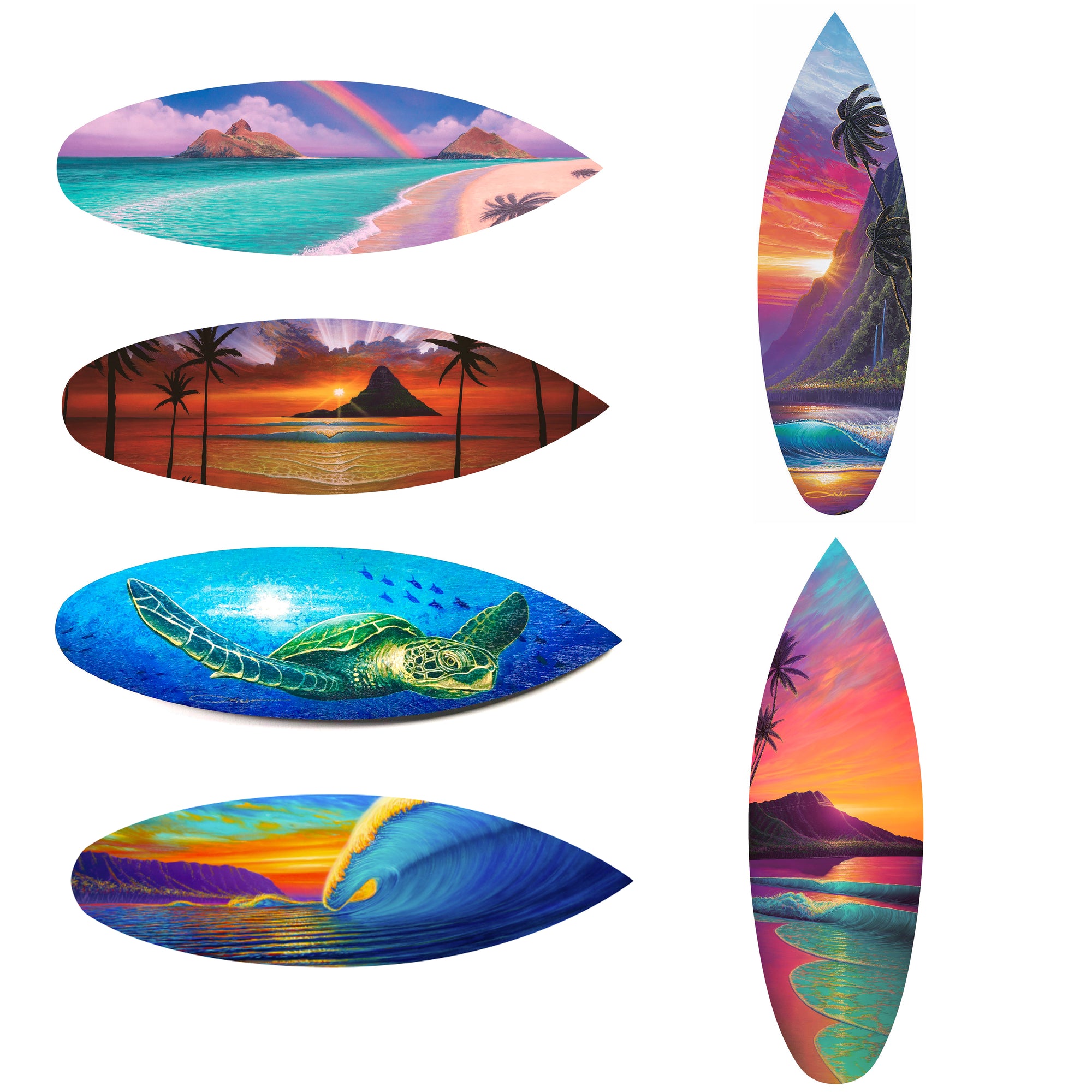 Oahu Collection 15" Mini Surfboard Prints (Set of 6)