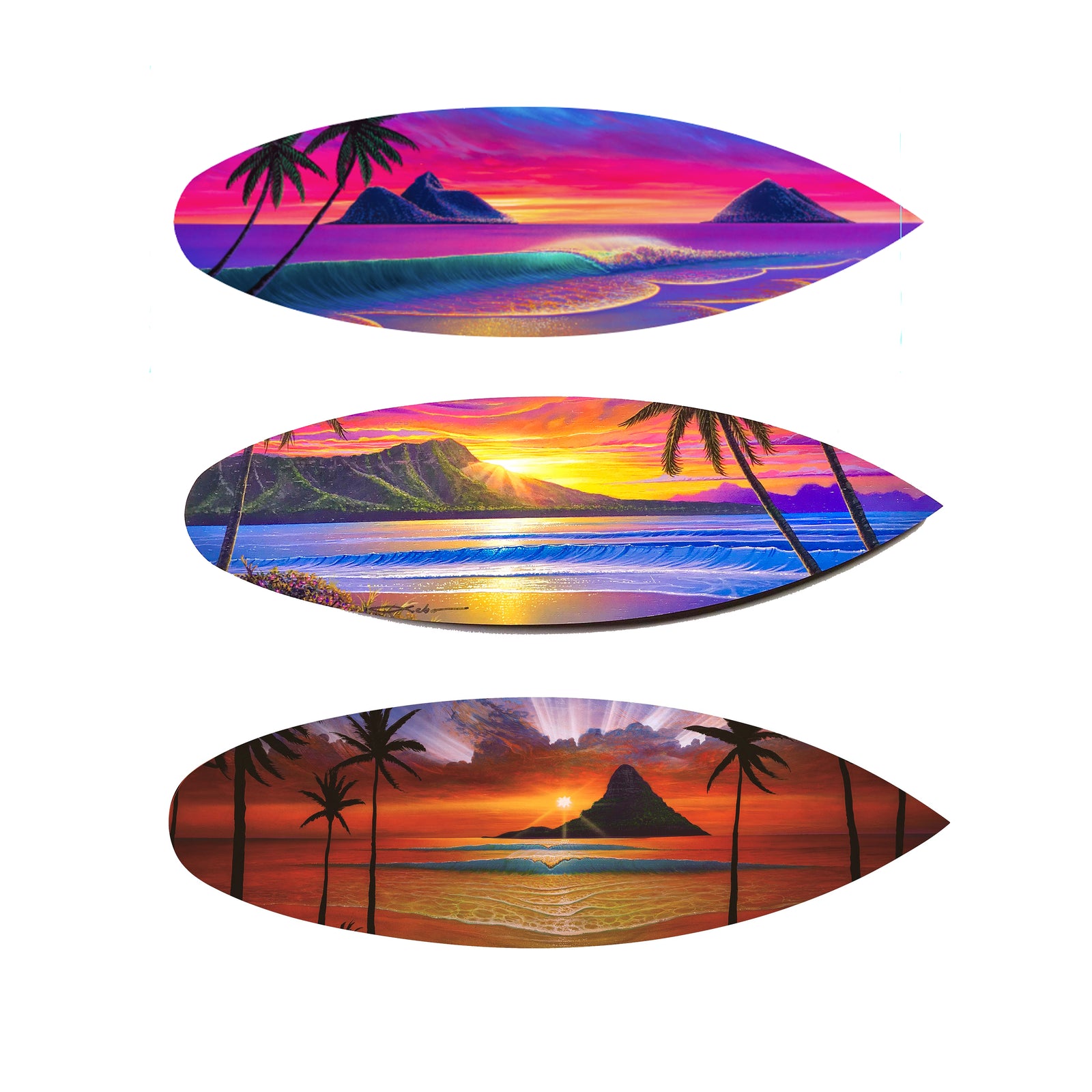 Sunrise Collection 15" Mini Surfboard Prints (Set of 3)