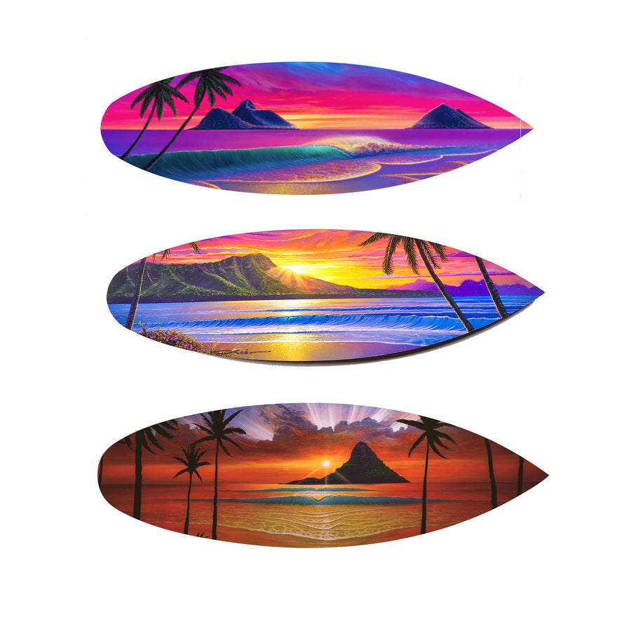 Sunrise Collection 15" Mini Surfboard Prints (Set of 3)