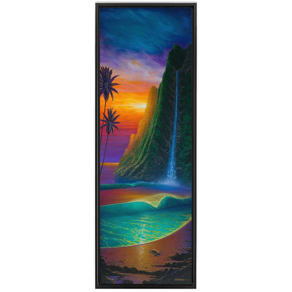 "Sunset At Mermaid Cove" Framed Traditional Stretched Canvas