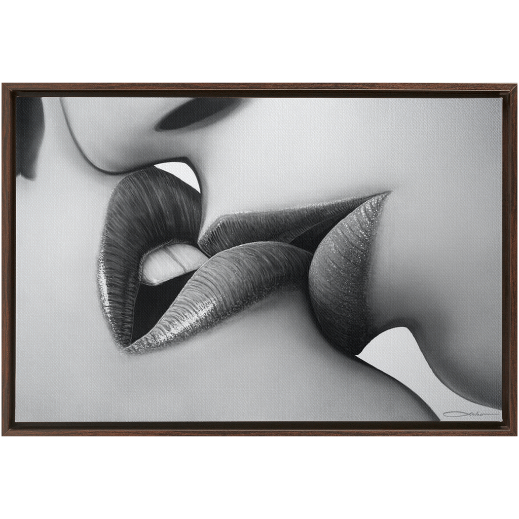 "The Kiss" Framed Traditional Stretched Canvas