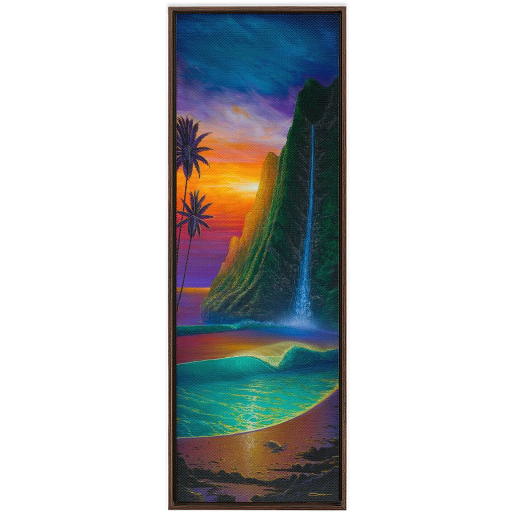 "Sunset At Mermaid Cove" Framed Traditional Stretched Canvas